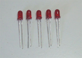 Red led, 5 mm. (5 units)