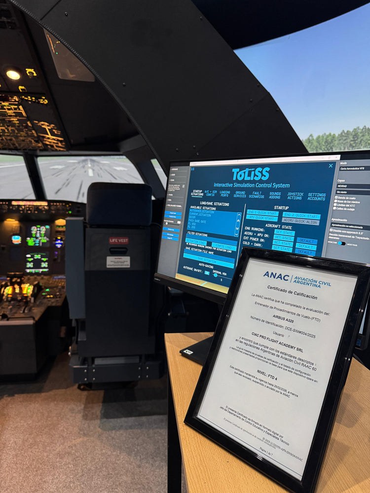 Certificado de calificación ANAC de Proflight Academy para el FTD Airbus A320