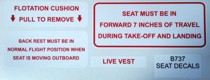 B737 pilots seat stickers