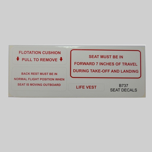 [DEC73-4] B737 pilots seat stickers